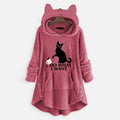 Women's Hooded Long-Sleeved Double-Sided Fleece Clothing